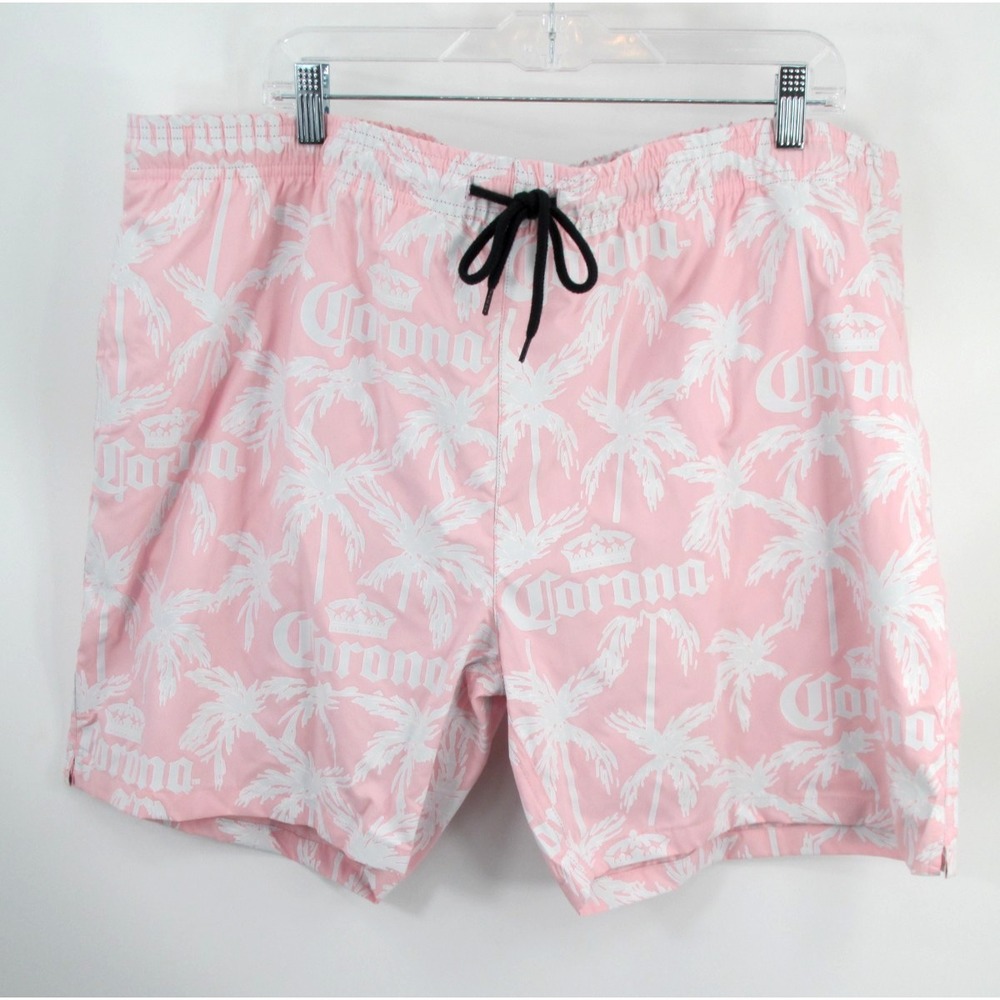 Corona Mens XXL Pink Color Change Tropical Palm Tree Swim Trunks Shorts NWT